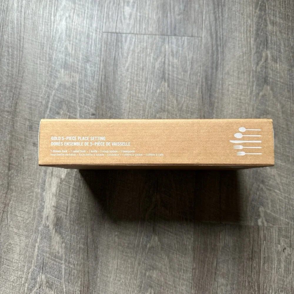 NEW West Elm Gold Dorés Flatware Set 5-piece‎ Plated Gold NIB OB